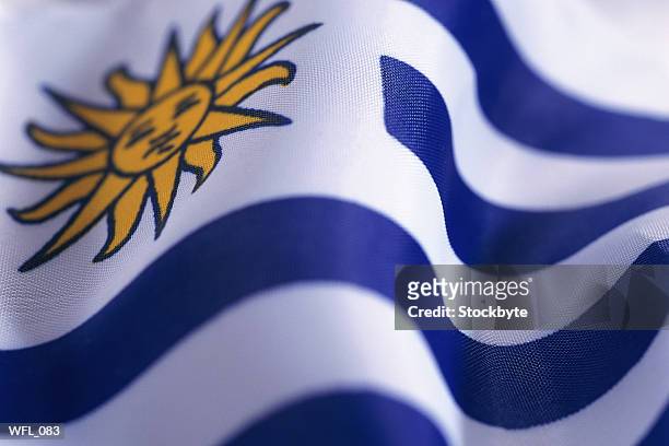flag of uruguay, close-up - south american flags stockfoto's en -beelden