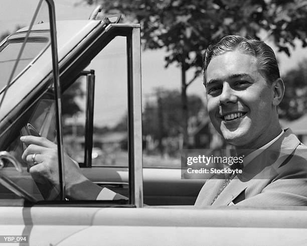 man driving convertible - personal land vehicle stock pictures, royalty-free photos & images