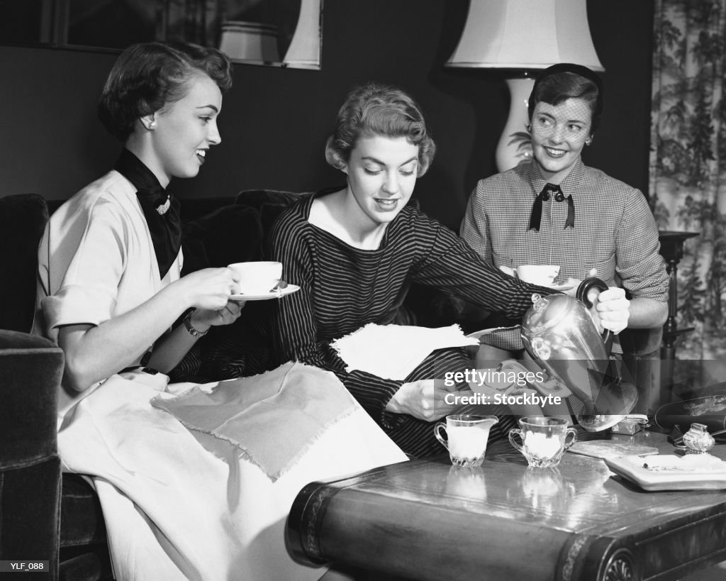 Three women having tea