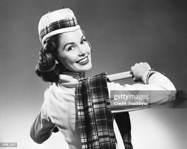 woman wearing glengarry cap and tartan - his and hers stock pictures, royalty-free photos & images