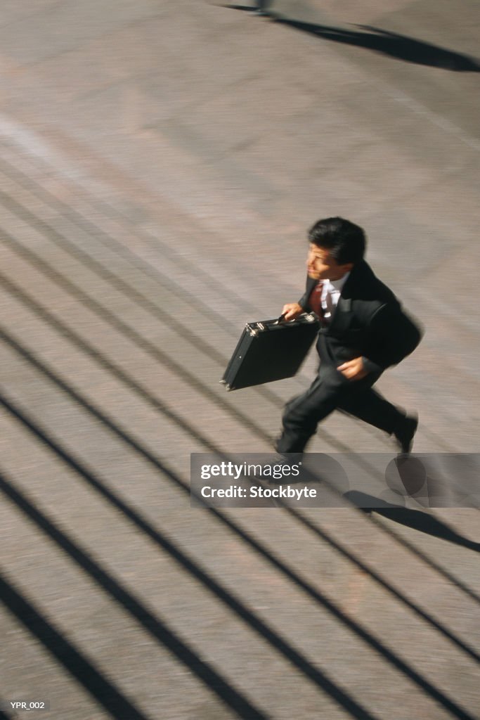 Man running up stairs