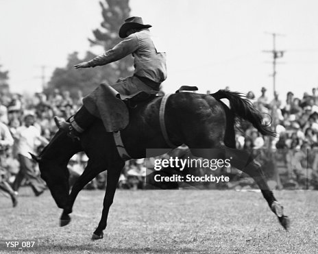 Cowboy riding bucking horse Cowboy riding bucking horse