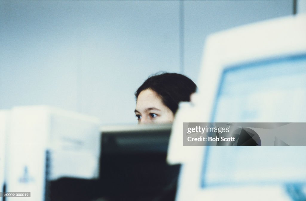 Woman Behind Computer High-Res Stock Photo - Getty Images