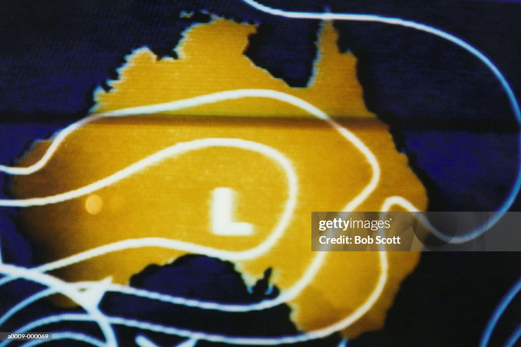 Contours over Map of Australia