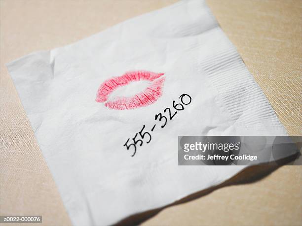 lipstick on napkin - napkin stock pictures, royalty-free photos & images