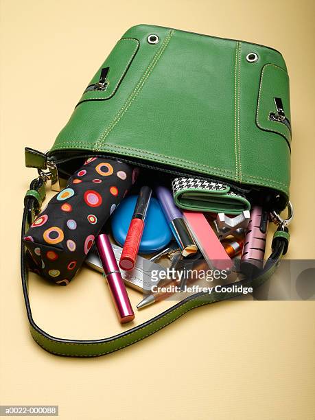 handbag with spilled contents - purse bildbanksfoton och bilder