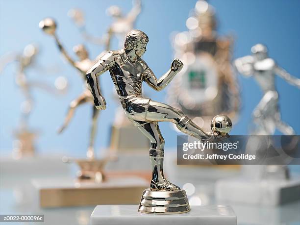 soccer trophy - sports trophy stock pictures, royalty-free photos & images