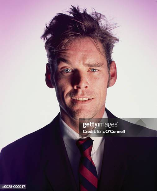 businessman with messy hair - tangled stock-fotos und bilder