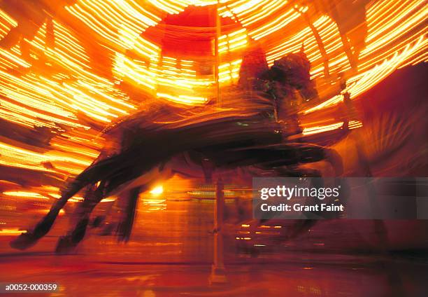 horse on carousel - carousel foto e immagini stock