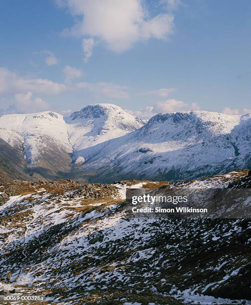 mountain summits - great gable stock pictures, royalty-free photos & images