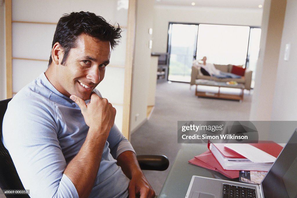 Man Working at Home