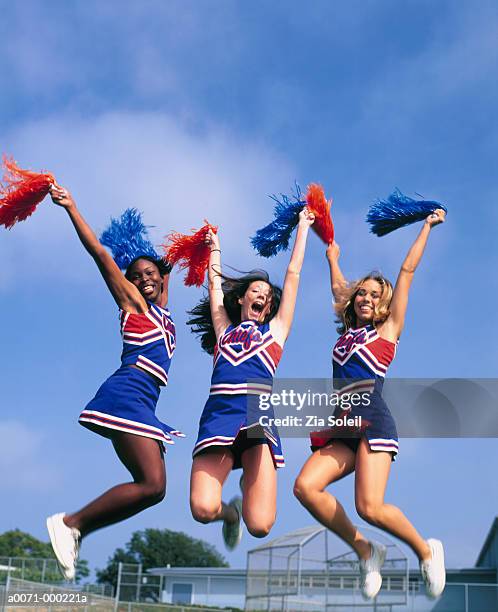 cheerleaders jumping - black cheerleaders - fotografias e filmes do acervo