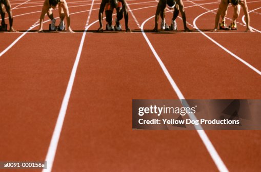 Sprinters in Starting Blocks Sprinters in Starting Blocks