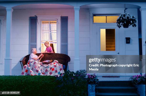 grandmother and grandchild - wisconsin house stock pictures, royalty-free photos & images