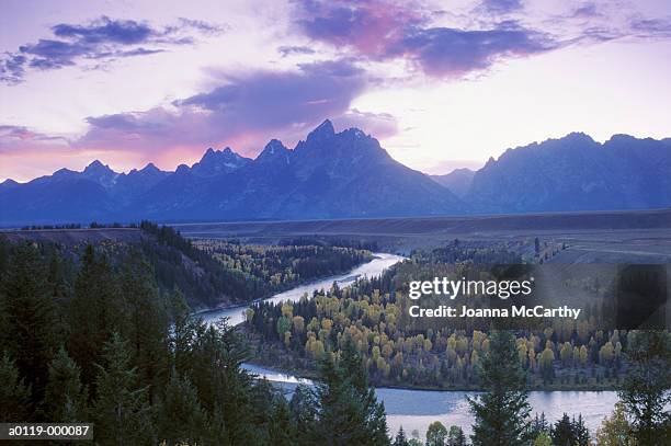 teton mountains at sunset - スネーク川 ストックフォトと画像