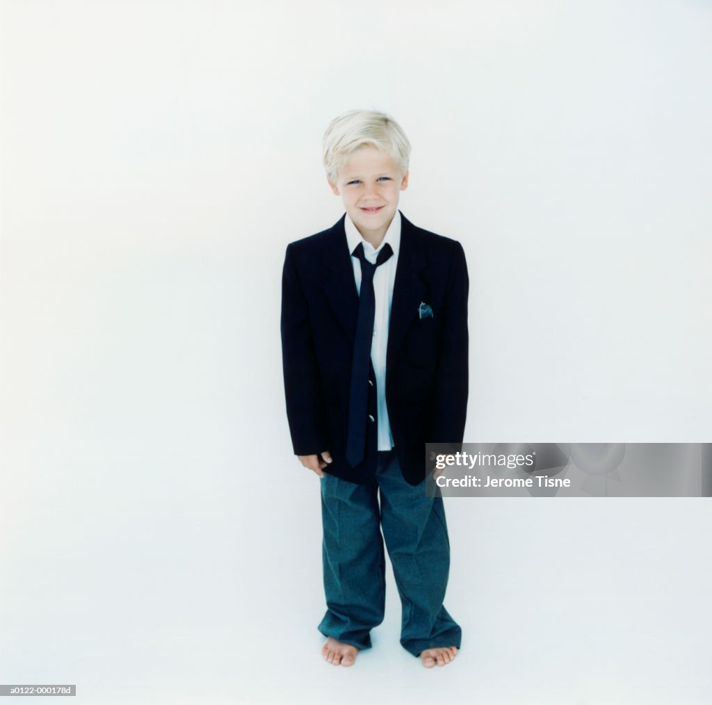 Boy Wearing Jacket and Tie