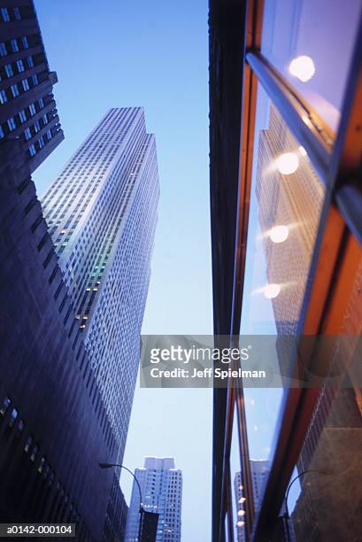 usa, new york city, general electric building, low angle view - general electric stock pictures, royalty-free photos & images
