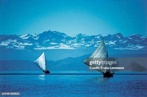 sailboats on lake titicaca - bolivia stock pictures, royalty-free photos & images