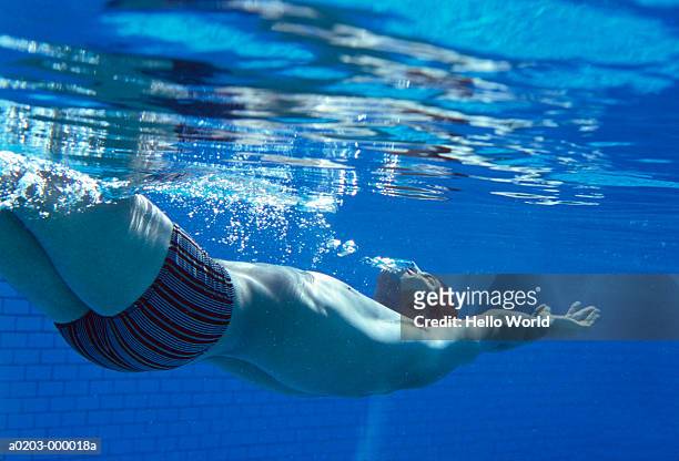 backstroke swimmer underwater - backstroke ストックフォトと画像
