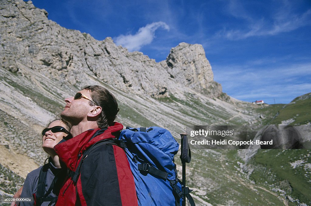 Hikers Looking Up