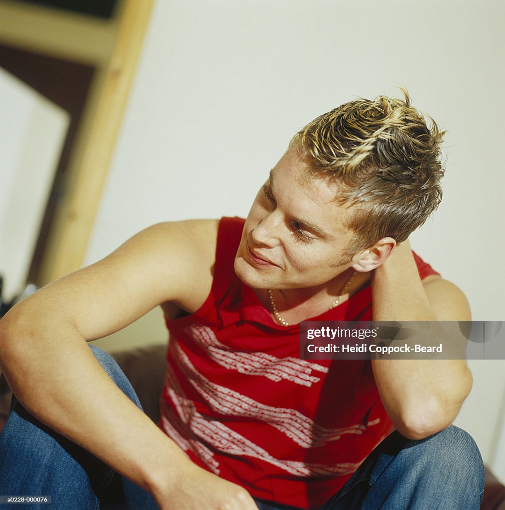 Young Man in Red T Shirt