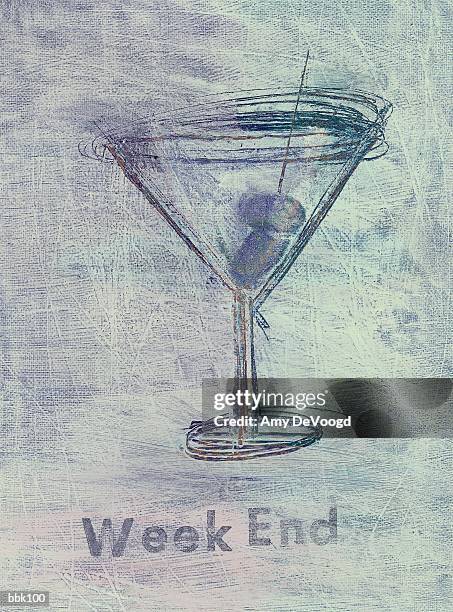 weekend cocktail - cocktail stick stock illustrations