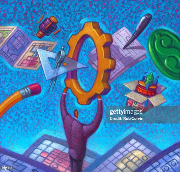 production process - acrylic box stock illustrations