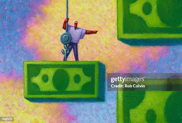 fitting dollar into place - pulling up stock illustrations
