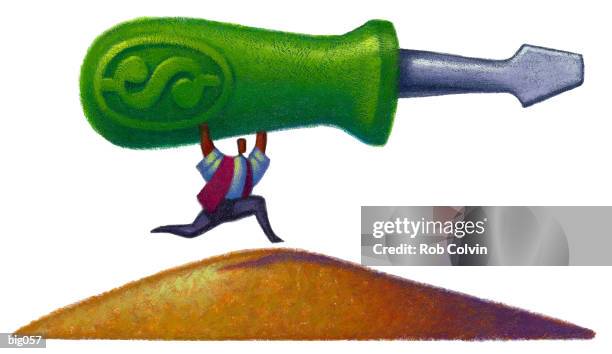quick financial fix - holding screwdriver stock illustrations