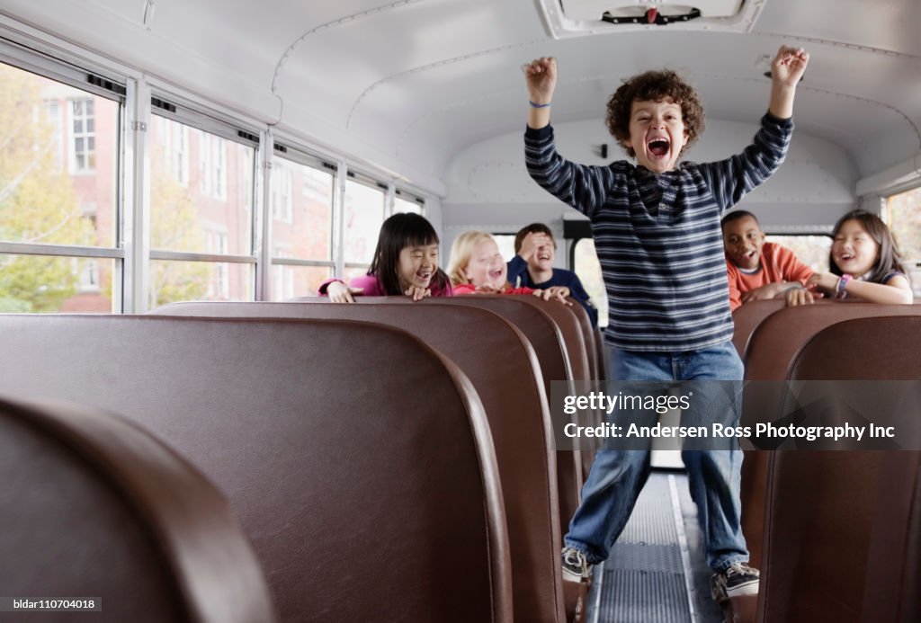 Kids Using Bus Kids On School Bus High-Res Stock Photo - Getty Images