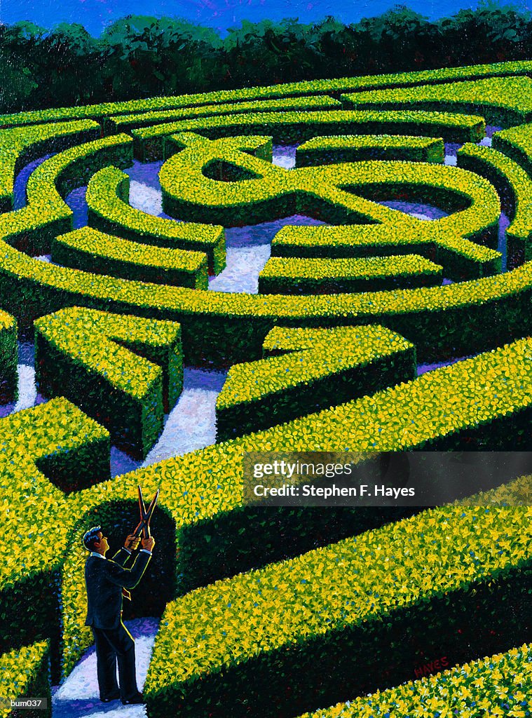 Man Cutting Through Maze