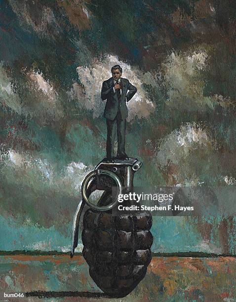 man on hand grenade - hayes stock illustrations