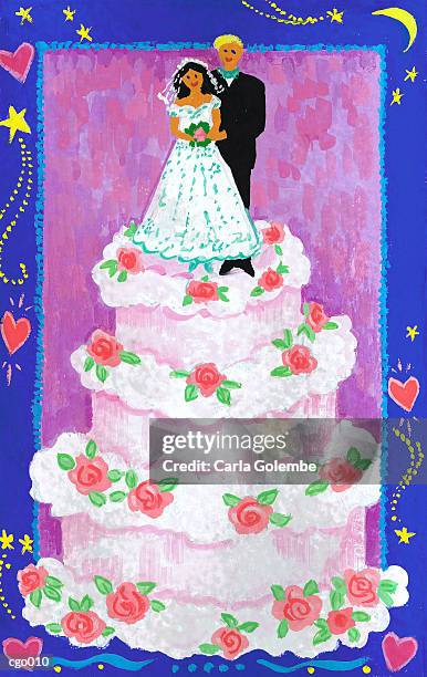 wedding cake - wedding cake top stock illustrations