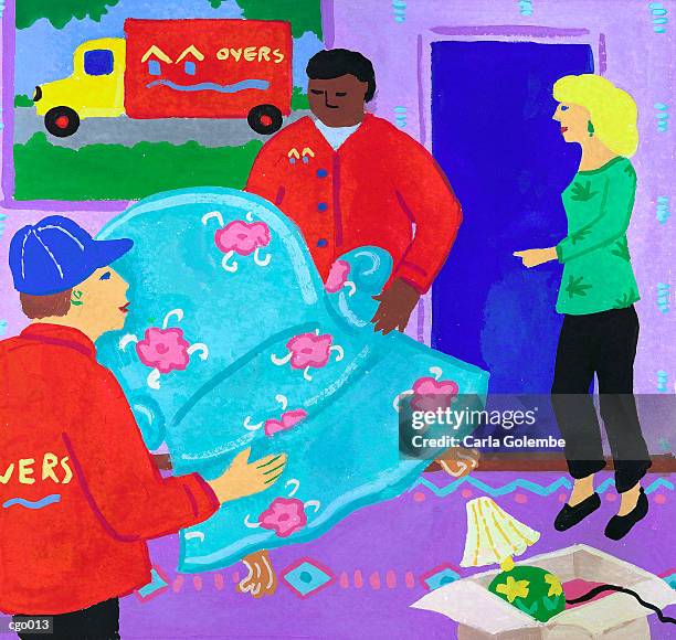 moving - black people buying a house stock illustrations