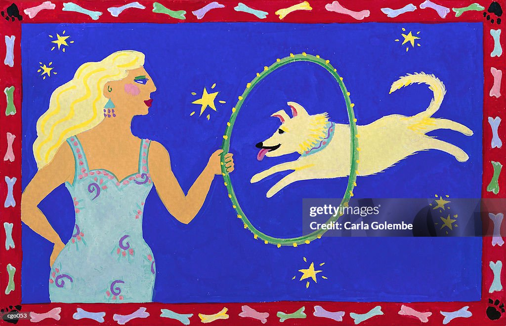 Woman Training a Dog