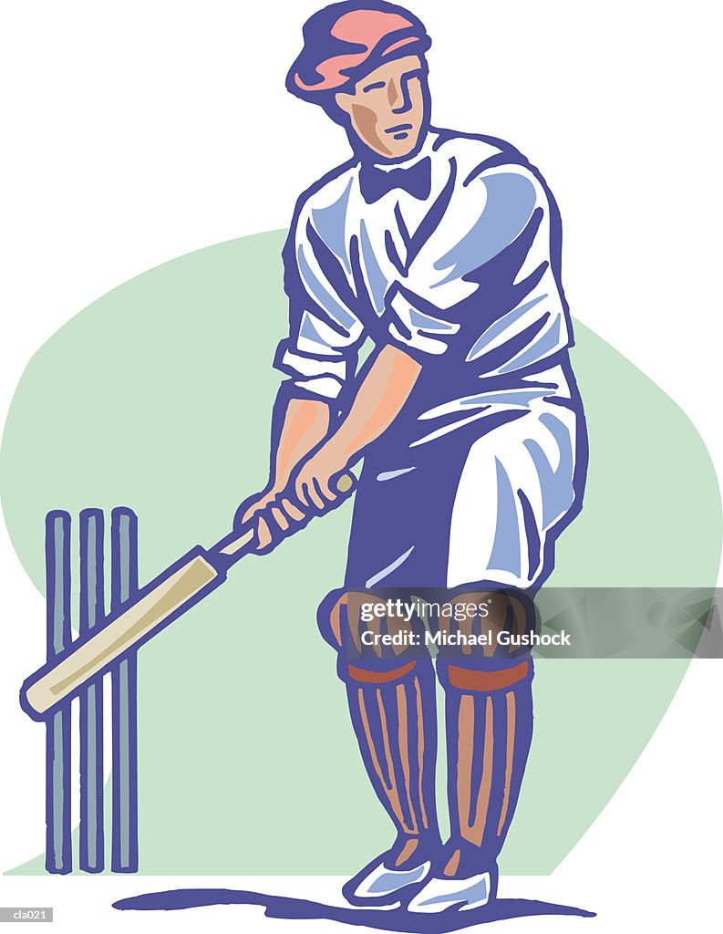 Man Playing Cricket
