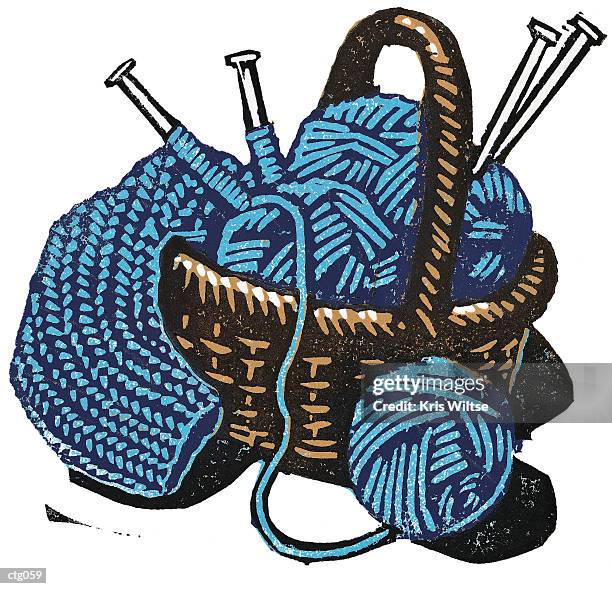 knitting basket - kris stock-grafiken, -clipart, -cartoons und -symbole