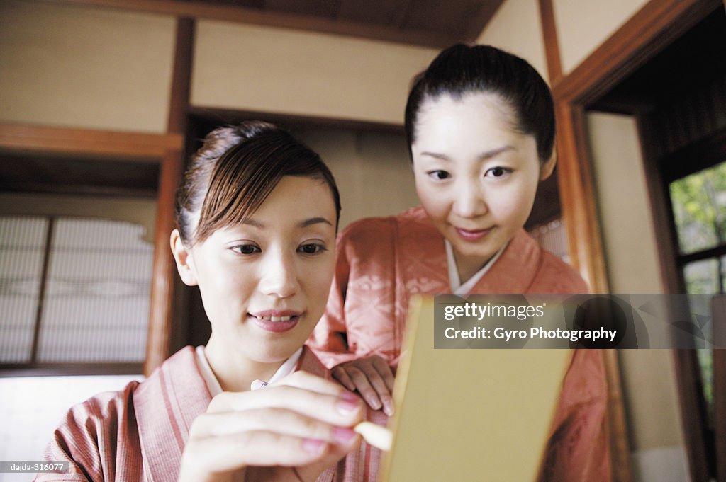 Woman composing a poem, haiku, tanka
