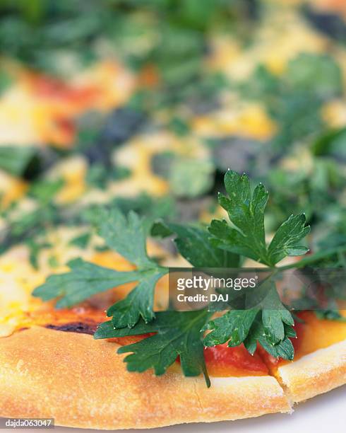pizza with herb - italian parsley stock pictures, royalty-free photos & images