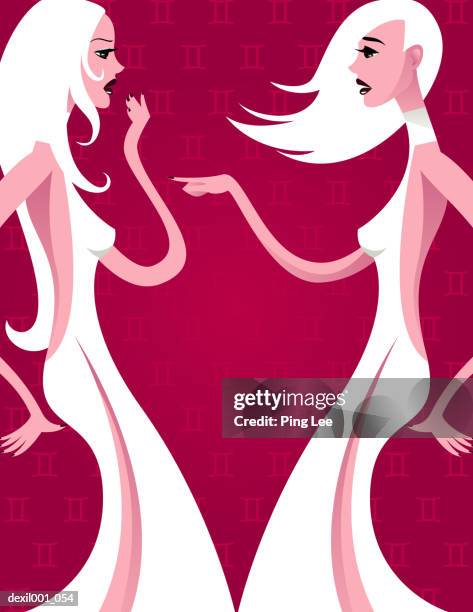 horoscope sign: gemini - sister face to face stock illustrations