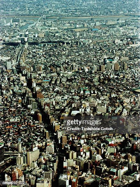aerial view of toshima-ku, tokyo, japan - toshima ward stock pictures, royalty-free photos & images