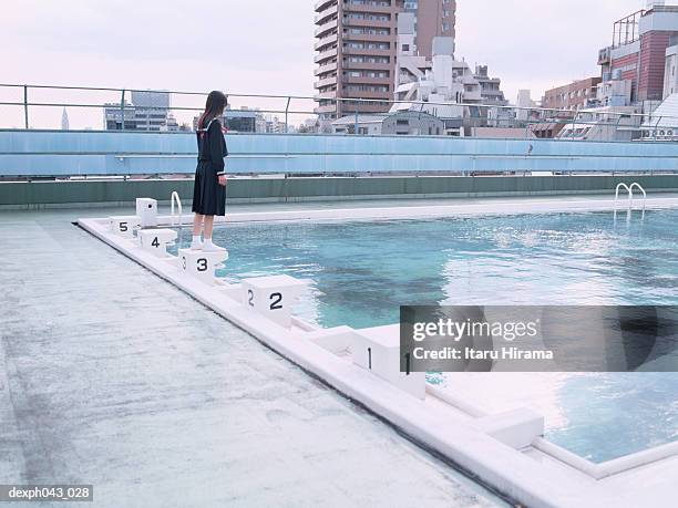 girl at the swimming pool - toshima ward stock pictures, royalty-free photos & images