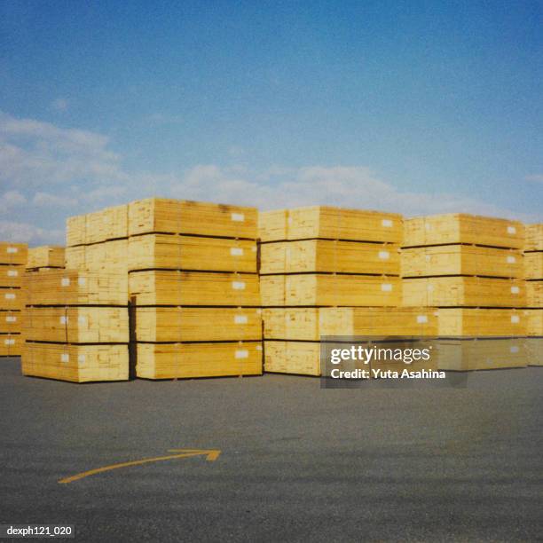 crates of boxes stacked up waiting for pickup - generic safety sign stock pictures, royalty-free photos & images