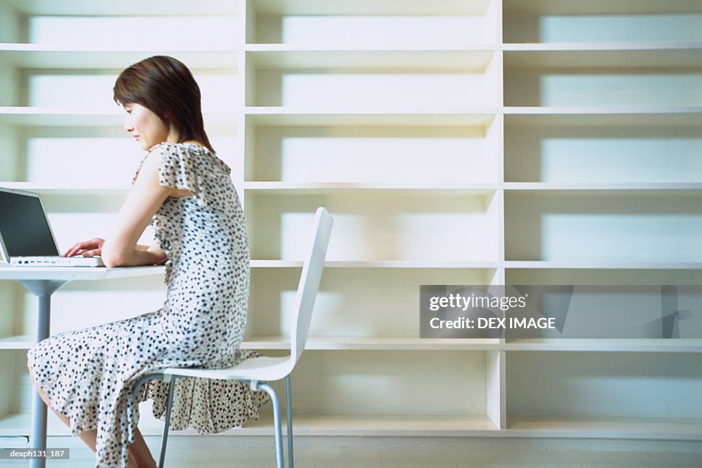 Young woman working on a laptop