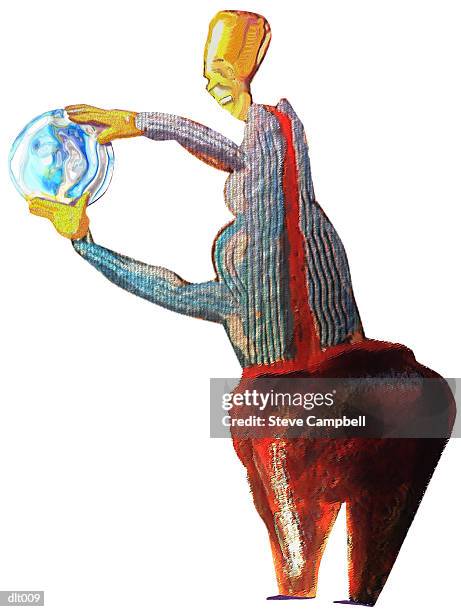 creature with crystal ball - crystal campbell stock illustrations