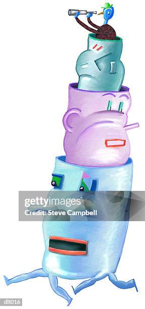 creature with spyglass - looking through an object stock illustrations