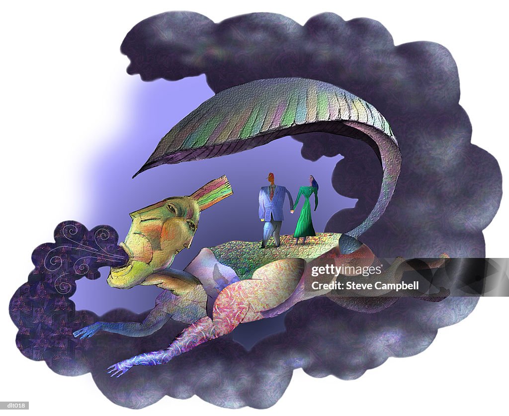 Couple Riding Smoke Creature