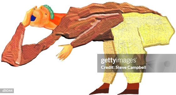 Man Squatting & Laughing Man Squatting & Laughing
