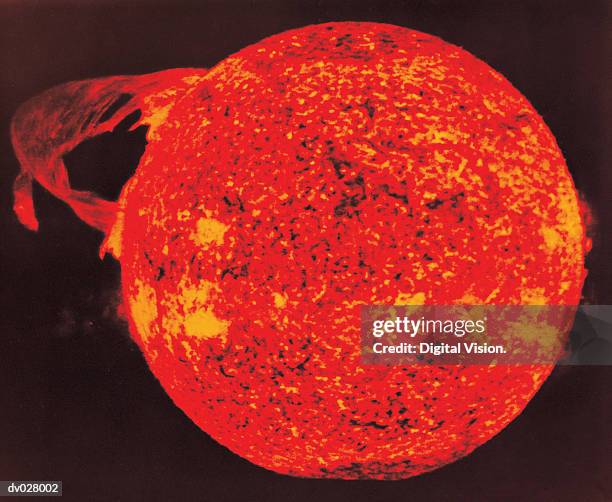 solar flares, the sun - flare stockfoto's en -beelden