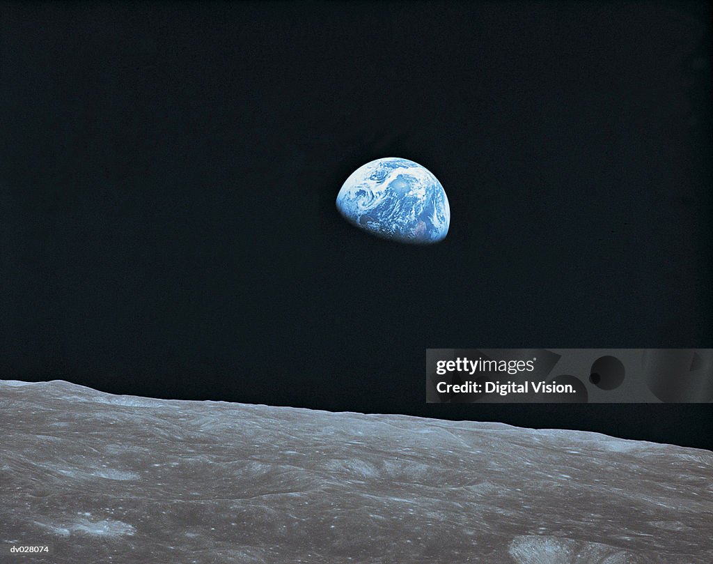 Earth and lunar landscape